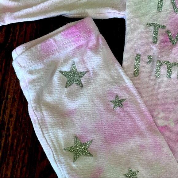 Baby Girl Tie Dye Silver Glitter Stars Designer Outfit - Picture 6 of 7